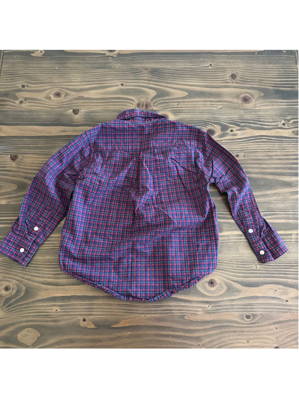 Ralph Lauren Boys Plaid Button Down Shirt 3T Red Blue Pony Logo